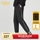 卡賓（CABBEEN）【撞色織帶】拼接休閑褲男2024夏季新款錐形束腳衛褲寬松刺繡 煤黑色01 XL /180/52