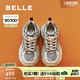 百麗（Belle）潮酷拼接網(wǎng)老爹鞋女2025秋新商場(chǎng)同款厚底增高休閑鞋E4P1DCM5 棕色 38 (240mm)