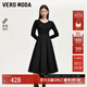 VEROMODA連衣裙女秋新款針織拼接百褶連衣裙赫本小黑裙優(yōu)雅百搭氣質(zhì) 黑色 M