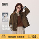 森馬（Semir）復古巴恩風(fēng)外套女短款寬松上衣秋純棉燈芯絨翻領(lǐng)夾克101524108016