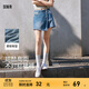 森馬（Semir）森柔牛仔|森馬牛仔褲女不對稱(chēng)裙褲甜酷小眾夏季個(gè)性寬松短褲高街 牛仔中藍88201 S