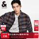 杰克·瓊斯（JACK&JONES）男裝秋季衣身撞色格紋圖案潮流百搭寬松翻領(lǐng)夾克襯衫男2244O3009 果醬橙F11 常規 果醬橙F11 M 175