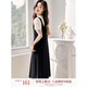 沫晗依美簡(jiǎn)約休閑寬松壓褶顯瘦設計感套裝女2025夏季新款白T背帶裙套裝女 黑加白 L