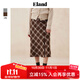 ELAND衣戀直筒裙女簡(jiǎn)約風(fēng)H型經(jīng)典格紋羊毛半身裙2025冬季新款 棕色(85)Brown S 160