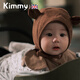 Kimmy英國高品質(zhì)純棉嬰兒護耳帽子春秋款0-1歲兒童男女寶寶綁帶套頭帽 小耳朵護耳帽-卡其 均碼 42-48CM（建議6-24個(gè)月）