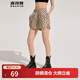 波司登（BOSIDENG）夏季休閑短褲女款時(shí)尚老花寬松顯瘦UPF80+防曬短褲 米底字母9384 L 170/76A