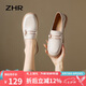 ZHR樂(lè)福鞋女春秋百搭通勤兩穿單鞋女真牛皮軟底女鞋 BK81 米色 37 