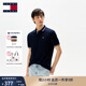 TOMMY JEANS【潮流鑲邊】25夏季男裝純棉珠地網(wǎng)眼商務(wù)翻領(lǐng)短袖T恤POLO20745 藏青色C1G M