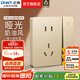 正泰（CHNT）開關(guān)插座6C 家用86型暗裝斜五孔插座帶USB插座面板無框大板香檳金 一開單控五孔10A