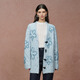 Fabrique晴空藍絞花刺繡花朵寬松針織開(kāi)衫冬季 晴空藍 S