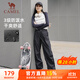 駱駝（CAMEL）休閑戶(hù)外登山褲女防潑水直筒工裝褲 C24CR1L7658B 幻影黑 XS