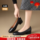 ZHR頭層牛皮女鞋春夏通勤皮鞋子女粗跟單鞋正裝職場(chǎng)工作鞋KM16黑色37