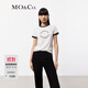 MO&Co.【涼感】T恤夏撞色邊短袖圓領(lǐng)正肩彈力修身美式街頭風(fēng)摩安珂 本白色 S 160