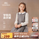 英氏（YEEHOO）兒童裙子女童連衣裙春秋季新款時(shí)尚淑女翻領(lǐng)學(xué)院風(fēng)百褶裙中大童裝 學(xué)院花朵百褶花灰 160