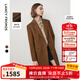 朗姿純羊毛復(fù)古正肩高級(jí)感通勤西裝毛呢大衣外套女冬季新款 淺咖色 M