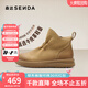 森達(dá)休閑靴女2025冬新簡(jiǎn)約褶皺厚底舒適休閑短皮靴ZTI20DD5 黃棕 37