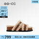 GG-CC【章若楠同款】路易暖茶秋季新款厚底勃肯半拖鞋女毛毛拖G25Y9084 駝色 37