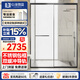 心海伽藍（SHKL）極簡(jiǎn)不銹鋼全包邊框淋浴房雙移門(mén)一字型淋浴隔斷衛生間玻璃隔斷1X 槍灰寬1.5-1.59m【全包框】