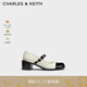 CHARLES&KEITH圓頭一字帶粗跟瑪麗珍鞋女婚鞋子女鞋生日禮物送女友CK1-60580280 Multi綜合色 37