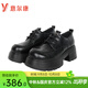 意爾康女鞋2025秋新款英倫厚底樂(lè )福鞋小個(gè)子女皮鞋系帶防滑配裙子勃肯鞋 黑色5562AD12343Y-10 36