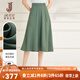 經(jīng)典故事（JANE STORY）法式復古綠色半身裙女2025夏季新款百搭高腰半裙中長(cháng)款a字裙傘裙 J03綠色 XL