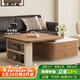 左客左家中古風(fēng)茶幾組合客廳家用小戶型2025新款簡約高級儲物落地伸縮茶桌 【伸縮雙層】方柜實木茶幾組合