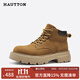 皓頓（HAUT TON）復古頭層牛皮馬丁靴男士秋冬新款戶(hù)外高幫男鞋厚底增高工裝靴 駝色3537 42
