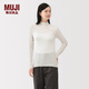 無(wú)印良品（MUJI）女式 輕薄 高領(lǐng)長(zhǎng)袖T恤 打底衫女款內(nèi)搭 25年秋季 FCD38A5A 米白色 M (160/84A)