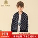 IVY HOUSE常春藤兒童裝男童秋季新款  棒球服外套潮流時(shí)尚舒適針織老花圖案 深藍色 150cm(150/72)