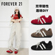 FOREVER21紅色德訓鞋女款2025新款夏季真皮超火美式復古賽車(chē)鞋薄底休閑板鞋