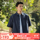 十如仕新品休閑襯衫男短袖牛津紡棉亞麻襯衣春夏時(shí)尚百搭海邊  CS21-01 海軍藍 XL