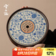 兮元記汝窯陶瓷茶盤(pán)中式茶具2025新款家用瀝水圓形茶托盤(pán)干泡茶臺(tái) 繁花米黃汝窯如意圓茶盤(pán)