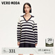 VEROMODA連衣裙女2025早春新款條紋V領(lǐng)荷葉邊學(xué)院風(fēng)針織連衣裙甜美減齡 海藍(lán)色 160/80A/S