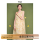 旅途原品ltyp 明星同款100支100%苧麻藝術(shù)印花背心裙休閑度假風(fēng)連衣裙秋 日光黃-植物印花 L