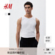 H&M男裝背心秋季簡(jiǎn)約修身圓領(lǐng)羅紋直筒健身運動(dòng)無(wú)袖T恤上衣1227155 白色 M 175/100