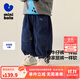 迷你巴拉【仿牛仔】男童女童褲子寶寶柔軟透氣寬松直筒褲長(cháng)褲2025秋新款 牛仔深藍88301 90
