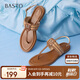 百思圖25夏復(fù)古戶外休閑一字帶夾趾女涼鞋C2107BL5 棕色 38