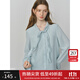 范思藍恩不規則荷葉邊襯衫女2025秋裝新款韓系通勤V領(lǐng)襯衣上衣女 水藍色 M
