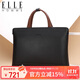 ELLE HOMME 男士商務(wù)公文包時(shí)尚真皮手提包 橫款潮流簡(jiǎn)約牛皮男包12510黑色