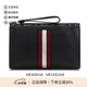 巴利（BALLY）新品 男士皮質(zhì)手拿包巴利男包 HAIG 10 黑色紅白條紋