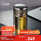 希諾抗菌玻璃杯雙層辦公水杯男高檔泡茶杯子X(jué)N-1917A中閃銀灰 280mL