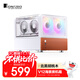 喬思伯（JONSBO）V12 白色 MATX桌面機箱（海景房/Type-c Gen2 10Gbps+/北美胡桃木/MATX版型/23L體積/ATX電源）