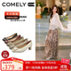 康莉（COMELY）[時(shí)裝周同款]方扣單鞋女春季粗跟氣質(zhì)漆皮通勤高跟鞋 黑色 37 