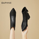 DAPHNE達芙妮法式氣質(zhì)短靴女復古尖頭粗跟瘦瘦靴女加絨百搭時(shí)裝靴女 黑色 38