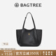 BAGTREE李思思同款包包樹(shù)晚楓包輕奢植鞣皮大容量托特包通勤單肩電腦女包 黑色-中號 可裝14寸電腦 高級小眾