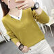 珞妮假兩件毛衣針織衫女2025秋冬新款韓版V領(lǐng)長(cháng)袖寬松百搭打底衫上衣 秋香黃 3XL 建議136-155斤