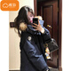 棉致工裝派克棉服女秋冬季潮流新款加厚大毛領(lǐng)寬松棉衣羽棉襖絨服外套 809藏青色【高品質(zhì)】 M 100-125斤
