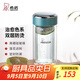 希諾（HEENOOR）雙層玻璃杯女士濾網(wǎng)帶蓋珠光花茶杯耐熱防燙便攜泡茶水杯子禮盒裝 灰綠 200ml