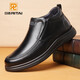 日泰棉鞋休閑皮鞋男商務(wù)正裝軟底防滑爸爸鞋中老年 黑色 加絨 羊毛 41