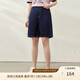 纖莉秀【復(fù)古深色松緊腰百搭顯瘦牛仔短褲】大碼女裝胖mm夏裝新款1629 深藍(lán)色 L